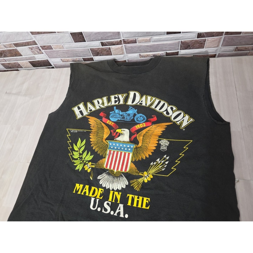 1988 Vintage Harley Davidson SSI T-Shirt Single Stitch Cut Sleeves Official - Picture 15 of 16